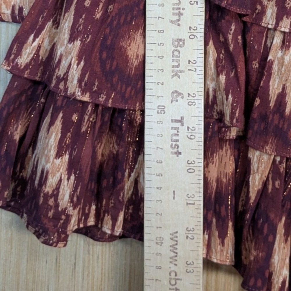 House of Harlow 1960 Burgundy Tiered Ruffle Mini Dress Medium Boho Indie Fairy - Picture 7 of 8
